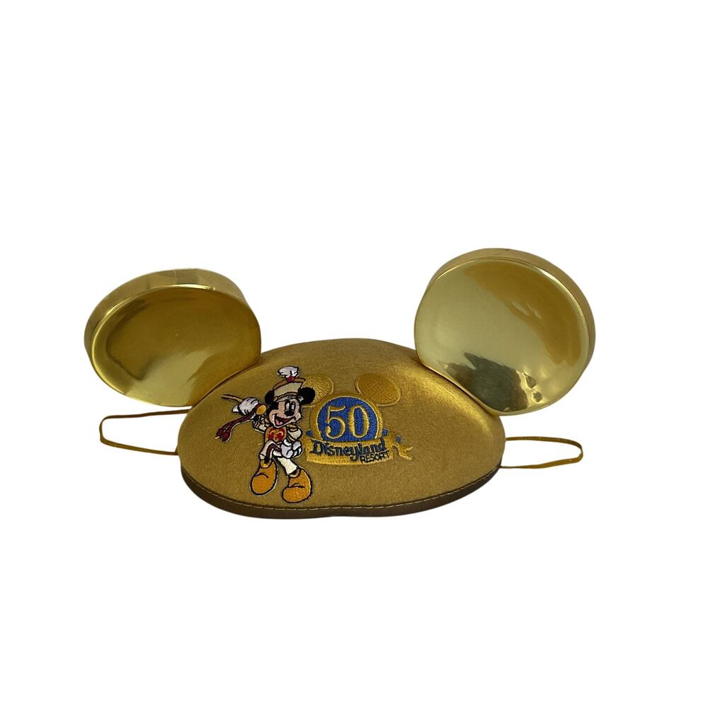 Vintage Disneyland 50th Anniversary Mickey Mouse Gold Ears Hat Infant Disney